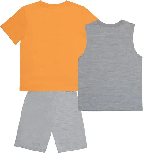 Vista 2 de Jurassic World Apex Predators - Juego de 3 piezas para niños, camiseta de manga corta, camiseta sin mangas y pantalones cortos, paquete de 3
