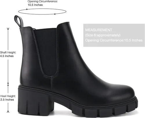 Vista 8 de starmerx Botines de plataforma para mujer, botas Chelsea elásticas, tacón medio, botines sin cordones