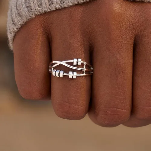 Vista 2 de STORYJEWELLERY Anillo de ansiedad para mujeres, anillo giratorio, anillos de ansiedad, anillos giratorios para el estrés, joyería para ansiedad