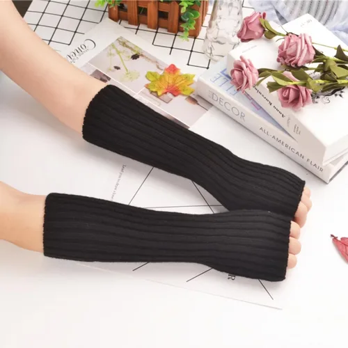 Vista 4 de VTTDB Fundas de brazo lindas mujeres kawaii japonés harajuku Y2k calentador de brazos para niñas guantes góticos sin dedos manga de brazo de punto