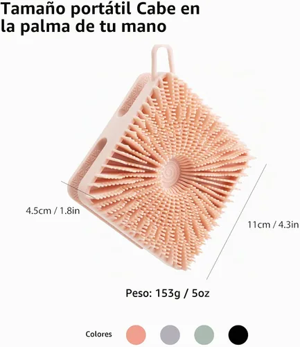 Vista 5 de 2 piezas cepillo exfoliante corporal de silicona, cepillo de champú corporal de silicona, esponja de silicona suave para piel sensible, masajeador