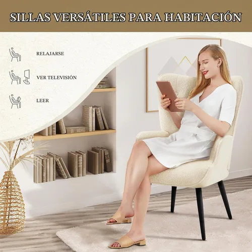 Vista 8 de Furnimart Silla de Acento de Piel Sintética Blanca Estilo Mediados de Siglo Moderno, Sillas para Sala de Estar; Cómodo Sillón de Descanso