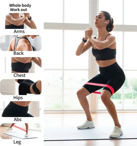Vista 3 de Bandas de resistencia para entrenamiento, bandas de ejercicio de látex, bandas elásticas para ejercicio con guía de entrenamiento y bolsa
