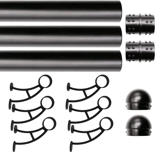 Vista 17 de Kit de riel de pie de montaje en barra sólida, tubo de acero inoxidable negro mate con conector interno, soporte de riel de pie de montaje en barra