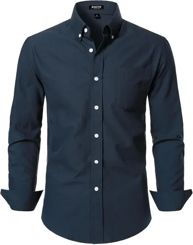 Vista 17 de JEMITOP Camisas de manga larga Oxford ligeras para hombre