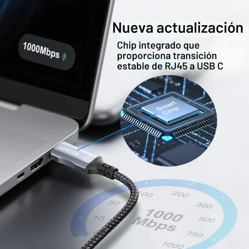 Vista 3 de Cable USB C a Ethernet, cable LAN tipo C a RJ45, para MacBook Pro/Air, iPad Pro, iPhone 15 Series, Galaxy, Smartphone, Laptop, PC (6 pies)