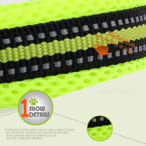 Vista 3 de Creation Core Collar reflectante para perro con anillo de malla transpirable, suave acolchado de nailon ajustable, collar para mascotas, 0.6 Negro