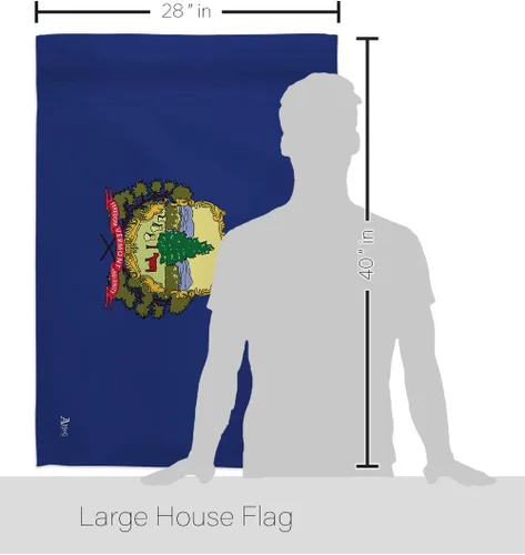 Vista 2 de Americana Home & Garden HS140546-BO-02 Vermont Americana States Juego de banderas verticales decorativas para la casa, 28.0 x 40.0 in con mástil