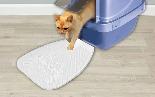 Vista 2 de Van Ness Pets - Alfombrilla de arena para gatos sin rieles, atrapa la arena de la caja, impermeable, color blanco