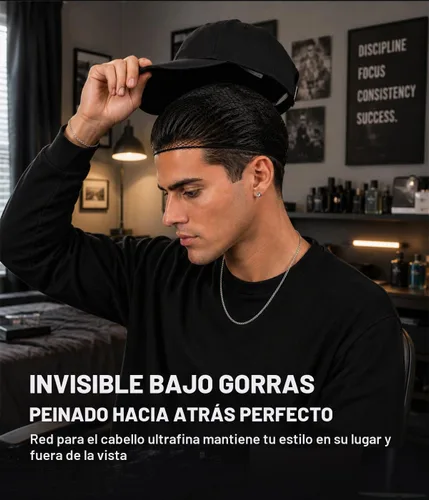 Vista 5 de Smilco Paquete de 20 redes para el cabello para hombre, ajuste elástico de Negro