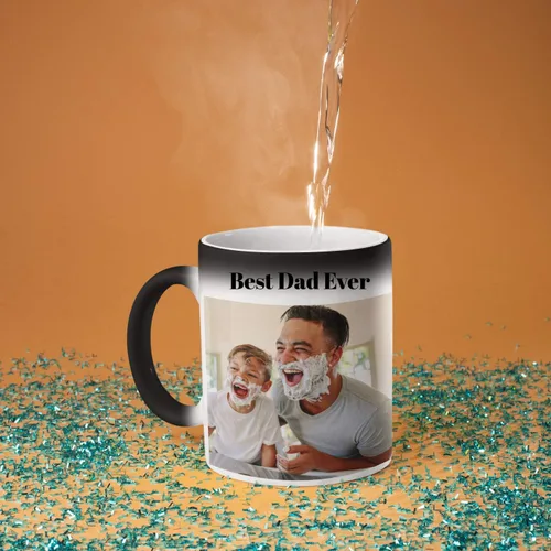 Vista 4 de Taza mágica personalizada, taza de café personalizada con cambio de color, taza de café personalizada de 11 onzas con foto, imagen, taza de café