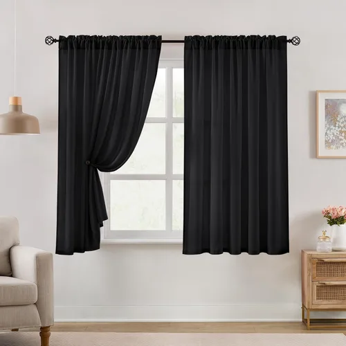 Vista 28 de HOMEIDEAS - Cortinas semitransparentes de privacidad blancas que no se transparentan, 52 x 96 pulgadas Blanco