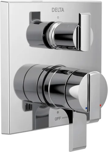 Vista 10 de Delta Moderno kit de moldura de mango de ducha de doble función con desviador integrado de 3 vías, válvula de sistema de ducha de oro cepillado