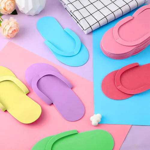 Vista 6 de Geyoga 48 pares de pantuflas desechables de pedicura de espuma, desechables, para spa, pedicura, para mujeres, salón de manicura, spa (coloridas)