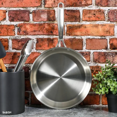 Vista 4 de Babish Sartén de Acero Inoxidable de Tres Capas de 10 Pulgadas – Sartén Profesional para Sellar, Saltear y Cocinar Cotidianamente