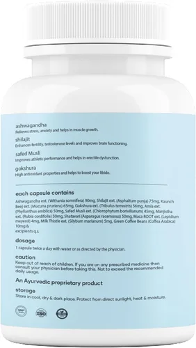 Vista 8 de Mars Surgemax Cápsulas naturales con Shilajit y Musli Safed Apoya la energía, la fuerza y la inmunidad para un estilo de vida activo 60