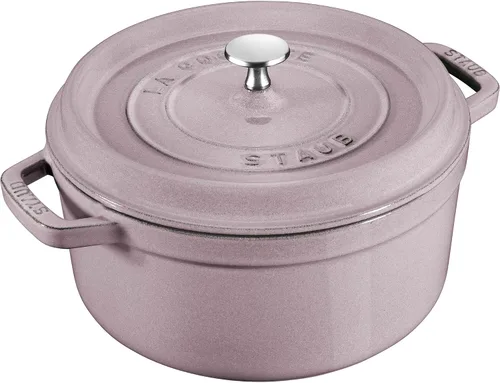 Vista 8 de Staub - Olla redonda de hierro fundido de 2.75 cuartos, color trufa blanca, fabricada en Francia