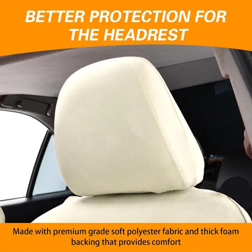 Vista 2 de Paquete de 2 fundas para reposacabezas de asiento de automóvil, repuesto para reposacabezas de asiento, protector de reposacabezas flexible