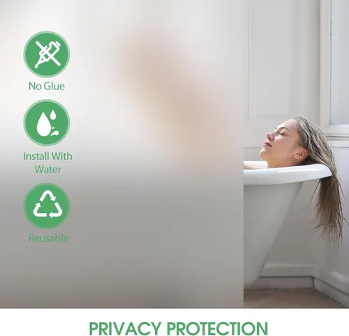 Vista 3 de STATINT - Película de vidrio esmerilado para ventana, privacidad y bloqueo solar, protección UV, para baño, no adhesiva, adhesivo estático