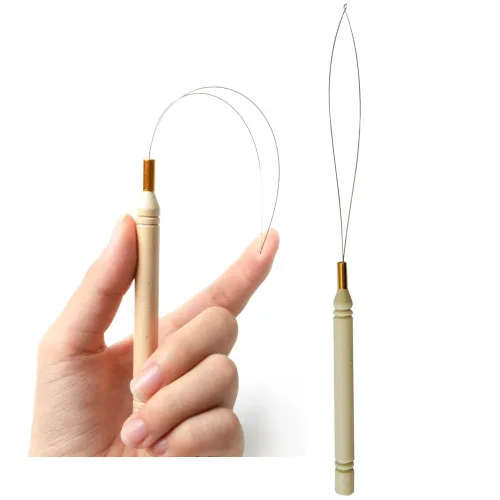 Vista 4 de 6 piezas de micro anillo para extensión de cabello, enhebrador de aguja de alambre de plumas, herramienta de gancho para microenlace de silicona