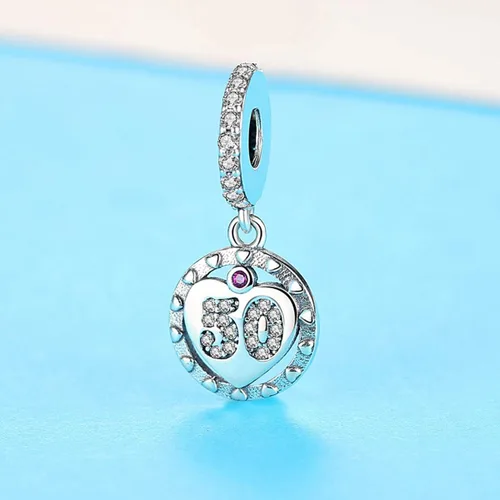 Vista 2 de Eternalll - Abalorio de plata de ley 925 con número 21, 30, 40, 50, 60, 925, para pulseras Pandora