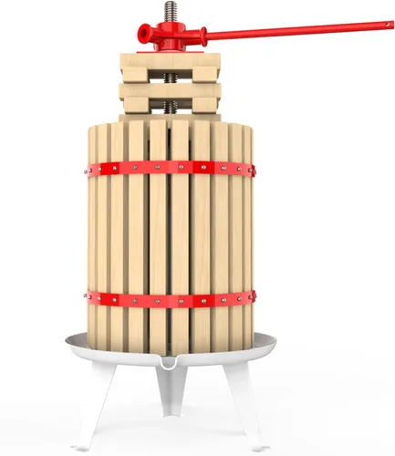 Vista 10 de Prensa de frutas y vinos verdes de 1.6 galones, máquina manual de jugo de sidra con cesta de madera de haya maciza y soporte resistente