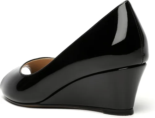 Vista 7 de Zapatos de tacón bajo con cuña y puntera abierta para mujer, de 2 pulgadas