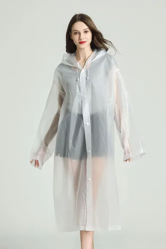 Vista 4 de Anfoo 2 impermeables transparentes, impermeables reutilizables para hombres, impermeables para mujeres, impermeables de EVA para adultos