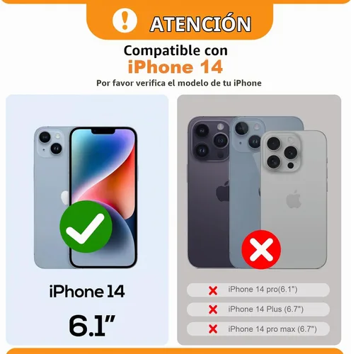 Vista 2 de Bocasal Funda tipo cartera cruzada para iPhone 14, con bloqueo RFID, de piel sintética, con cremallera, funda tipo cartera con función atril y Negro