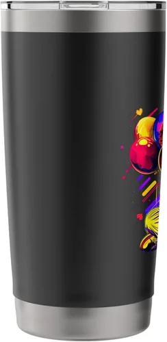 Vista 4 de Streetwear synthwave 80s 90s black pride girl clown hip teen Stainless Steel Insulated Tumbler