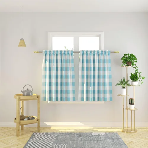 Vista 106 de Cenefas de cortina para ventana de 16 pulgadas de largo, 2 paneles de cuadros búfalo, cortinas pequeñas con bolsillo para barra, estilo clásico