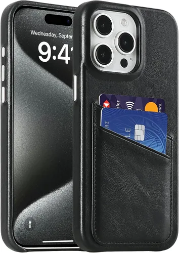 Vista 35 de LUCKYCOIN Funda de piel 100% auténtica tipo cartera para iPhone 13, diseño delgado con tarjetero y funda protectora a prueba de golpes, forro