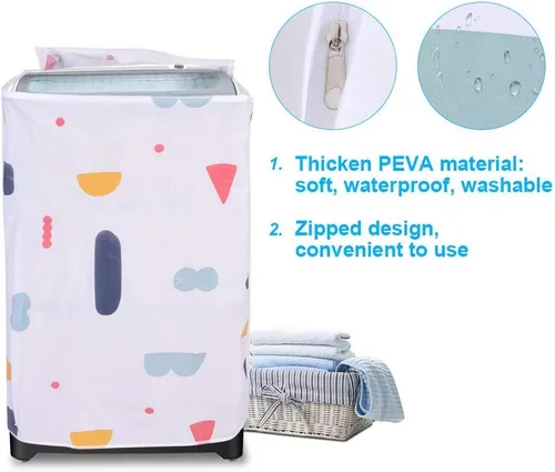 Vista 6 de TOPINCN Cubiertas para lavadora y secadora, cubierta impermeable con cremallera, para lavadora y secadora de carga superior o frontal