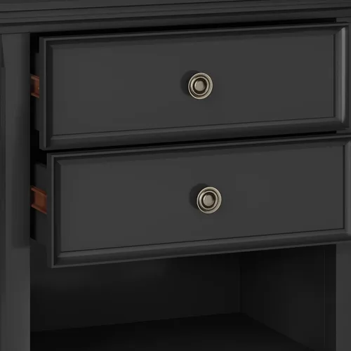 Vista 8 de SIMPLIHOME Amherst Mesita de noche tradicional de madera maciza de 24 pulgadas de ancho, color negro, para sala de estar y dormitorio