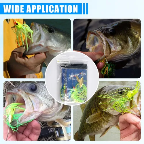 Vista 6 de Señuelos de pesca Spinnerbaits, 6/12 piezas de señuelos de pesca de lubina, cebos giratorios sin hierbas, señuelos para lubos, cebos de lucio, pesca