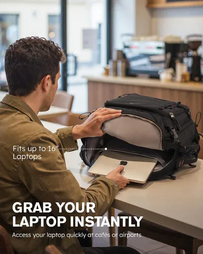 Vista 3 de Tolaccea Mochila de Viaje Carry On 40L, Mochila para Laptop con 3 Cubos de Embalaje, Bolsa de Lona Aprobada para Vuelos para Hombres y Mujeres, Negro