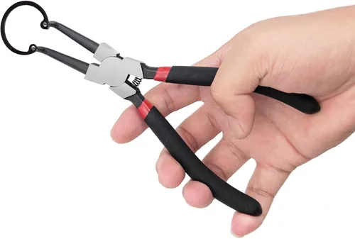 Vista 8 de Juego de 4 alicates de anillo a presión de 7 pulgadas con bolsa de almacenamiento, kit de alicates de clip internos/externos resistentes