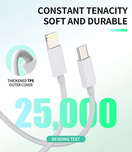 Vista 4 de Cargador de cable USB C a Lightning para iPhone, paquete de 2 (6.6 ft) de carga rápida tipo C para Apple certificado cable enchufe para iPad 14 13