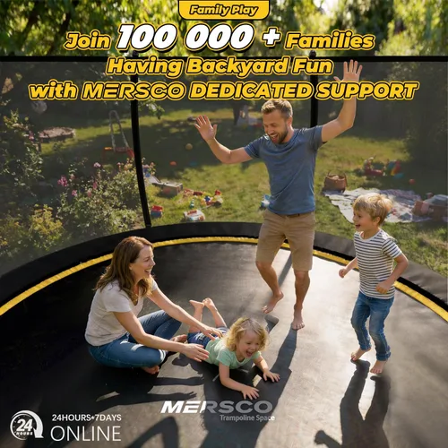 Vista 8 de Mersco Trampolín para exteriores de 10 pies, 12 pies, 14 pies, con recinto y escalera, cama elástica recreativa aprobada por ASTM para niños
