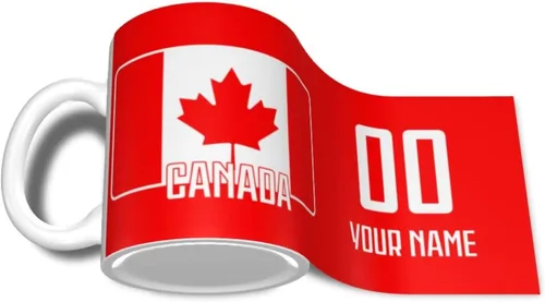 Vista 4 de Taza de café personalizada de Canadá diseñada y fabricada en Estados Unidos, taza de fútbol de cerámica personalizada de la Copa Nacional, añade tu