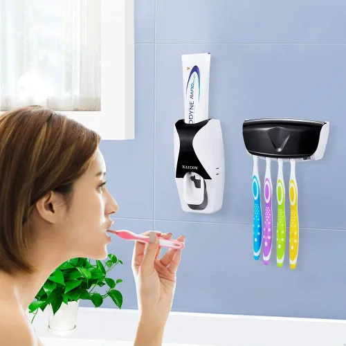 Vista 3 de WAYCOM Dust-proof Dispensador de pasta dental exprimidor de pasta dental Kit, Negro, 1