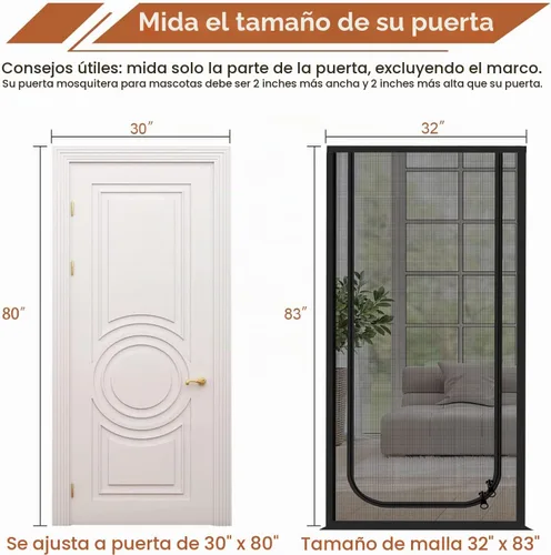 Vista 3 de Dixutzi Puerta mosquitera reforzada para gatos que se adapta a puertas de 30 x 80 pulgadas, puerta mosquitera resistente a prueba de mascotas