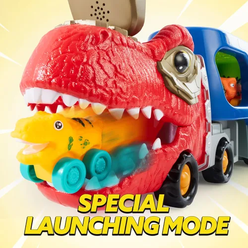 Vista 2 de JOYIN Juguetes de Camión de Dinosaurios para Niños, Juguetes para Niños de 3, 4 y 5 Años, Juguete de Camión Transportador de Dinosaurios con 6