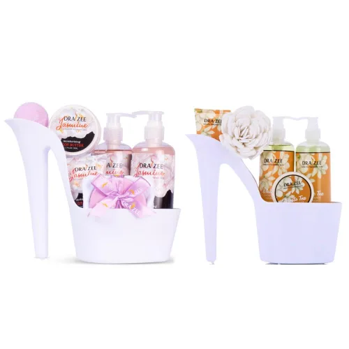 Vista 17 de Draizee Regalos de spa de lujo para mujer, juego de 2 canastas de spa con aroma de rosa y coco, gel de ducha, baño de burbujas, mantequilla
