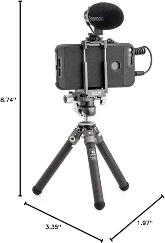 Vista 10 de Benro TablePod Pro Kit con cabeza esférica y placa de cámara ArcaSmart70 y adaptador para teléfono inteligente, trípode compacto para viajes