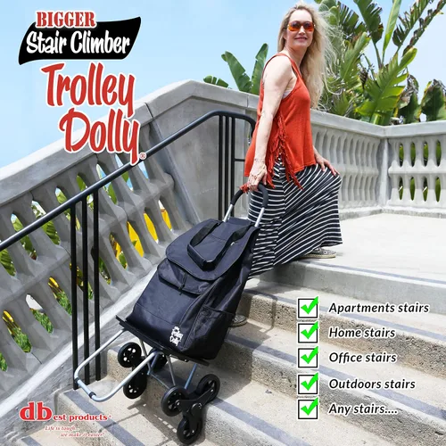Vista 6 de dbest products - Carro de compras más grande para escaleras Trolley Dolly, plegable para compras de comestibles, color negro, apto