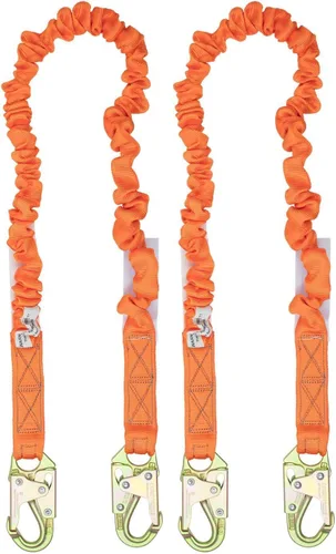 Vista 11 de Malta Dynamics Cordón interno de absorción de golpes con protección contra caídas de 4.5 a 6 pies con 1 gancho de acero y 2 ganchos de armadura