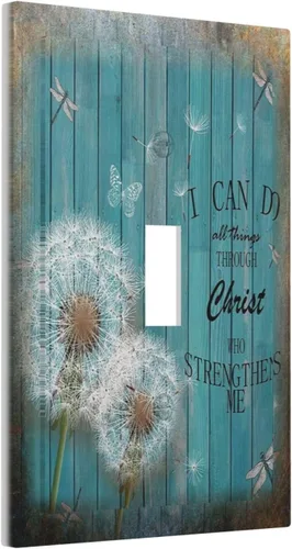 Vista 77 de Cubiertas Decorativas para Placas de Interruptor Diente de León Azul Rústico Citas Inspiradoras Casa de Campo Tablón de Madera Gris 1 Gang Cubierta