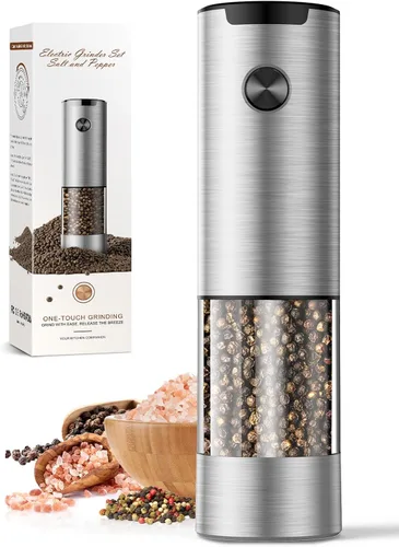 Vista 17 de Juego de molinillo eléctrico de sal y pimienta, automático para cocina, grosor ajustable, mayor capacidad, con luces LED, regalos de Navidad