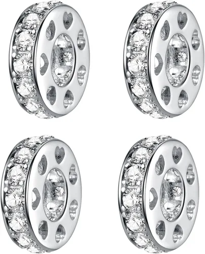 Vista 46 de 925 plata esterlina espaciador encanto grano con CZ transparente para pulseras Pandora Charms